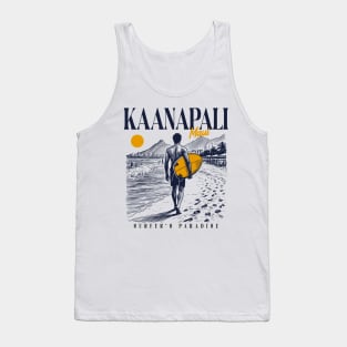 Vintage Surfing Kaanapali Beach Maui, Hawaii// Retro Surfer Sketch // Surfer's Paradise Tank Top